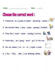 English worksheet: grammar choices