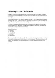 English Worksheet: Start a new civilization