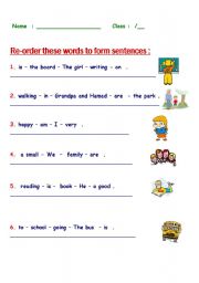 English Worksheet: re-order fun