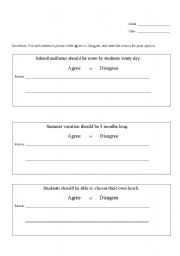 English Worksheet: Agree or Disagree