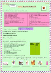 English Worksheet: Preparing for a party