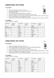 English Worksheet: MOBILE PHONES AND TEXT MESSAGING