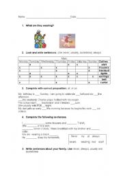 English worksheet: Clothes and some prepositions