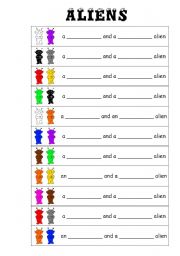 English Worksheet: Coloured aliens