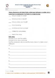 English Worksheet: At the restaurant
