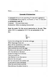 English Worksheet: Commands/Exclamations