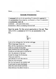 English worksheet: Commands/Exclamations