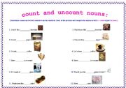 English Worksheet: Countable and uncountable nouns