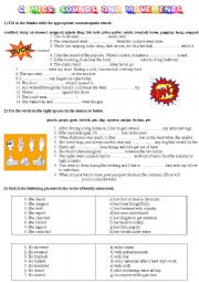 English Worksheet: COMICS Part 4 of 5 - More activities on sounds and movements (with key)