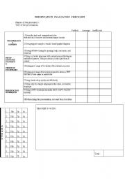 English worksheet: Presentation Evaluation Checklist
