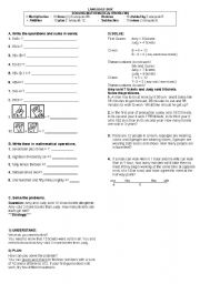 English worksheet: Solving Maths Problems