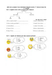 English worksheet: 6th grades 1st exam