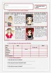 English Worksheet: holidays