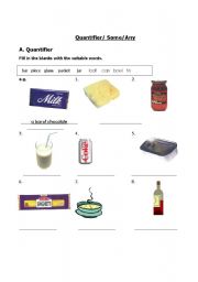 English Worksheet: quantifier, some , any (page 1,2)