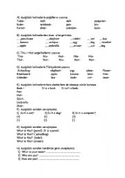 English worksheet: worksheet for 4 th classes