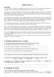 English Worksheet: reading comprehension