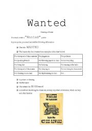 English Worksheet: wanted poster