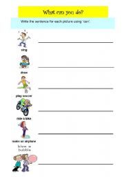 English worksheet: What can you do?