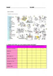 English Worksheet: leisure activities