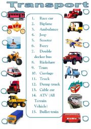 English Worksheet: Transport