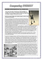 English Worksheet: The first people on Mount Everest