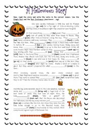 English Worksheet: A  scary Halloween Story