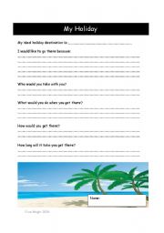 English Worksheet: My Ideal Holiday Planner Worksheet