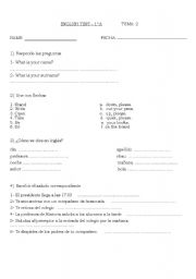 English worksheet: english test