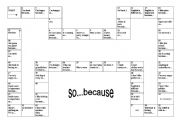 English Worksheet: So- Because Board Game