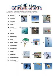 English Worksheet: EXTREME SPORTS