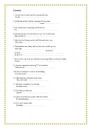 English worksheet: Rewriting