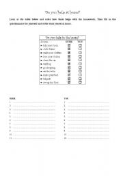 English worksheet: Do you help at home