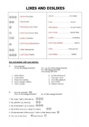 English Worksheet: Likes and dislikes: practice!