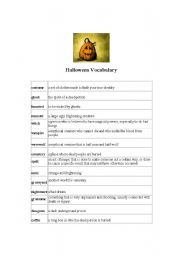 English worksheet: Holloween vocabulary