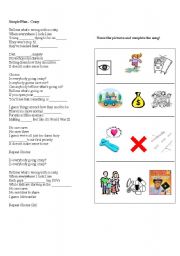 English Worksheet: Simple Plan - Crazy