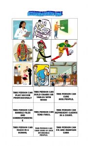 English Worksheet: OCCUPATIONS MEMORY GAME