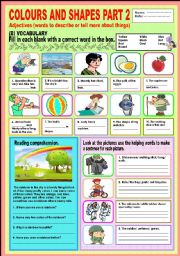 English Worksheet: Colours and shapes Part 2