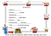 English Worksheet: on the farm