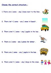 English worksheet: some , any