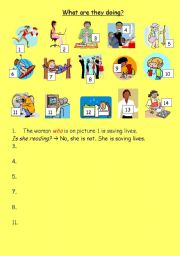 English worksheet: What are they doing?