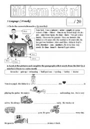 English Worksheet: family, hobbies and daily routines