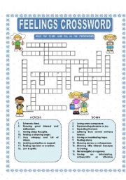 English Worksheet: FEELINGS - CROSSWORD