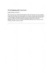 English Worksheet: Words Beginning with a letter