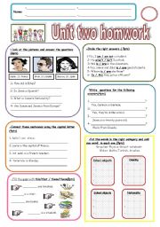 English Worksheet: Homework