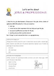 English Worksheet: Lets write about Jobs & Professions