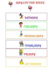 English Worksheet: days of the week by deep05