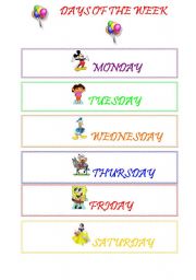 English Worksheet: days of the week by deep05