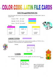 English Worksheet: Color Code Latin File Cards