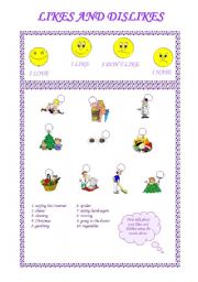 English worksheet: Likes and dislikes