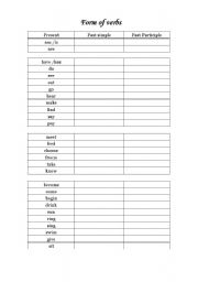 English worksheet: Forms of verbs